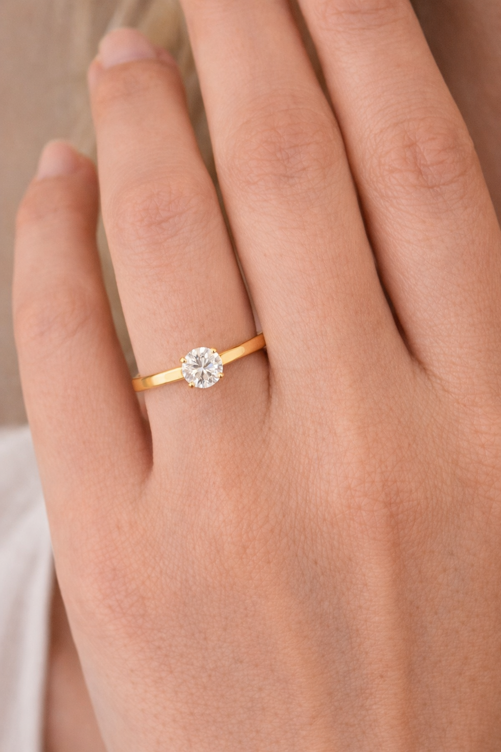 Crystal solitaire ring