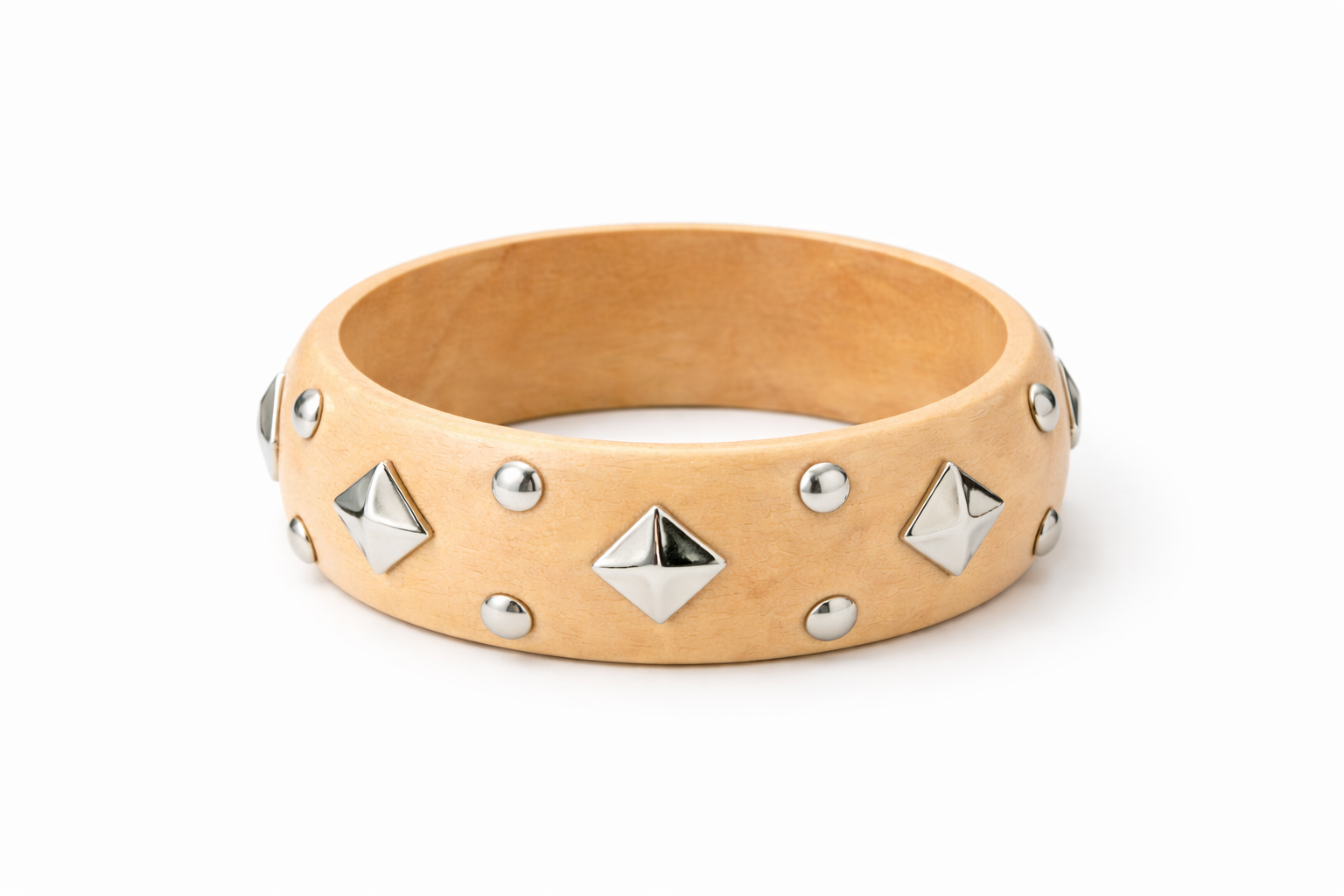 Ivory Stud Wood Cuff